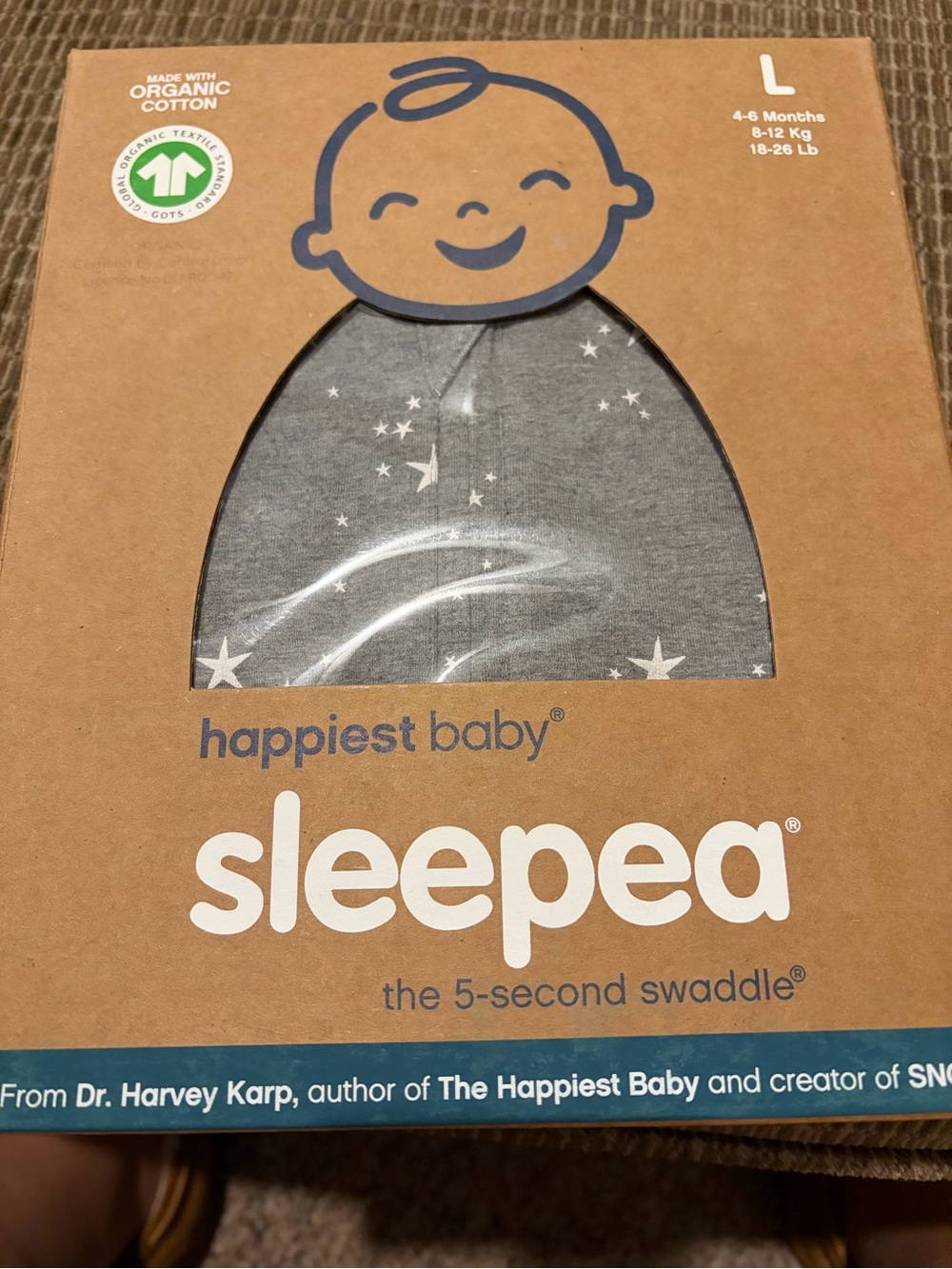 Happiest Baby Sleepea Grey Star Sleep Sack (L)